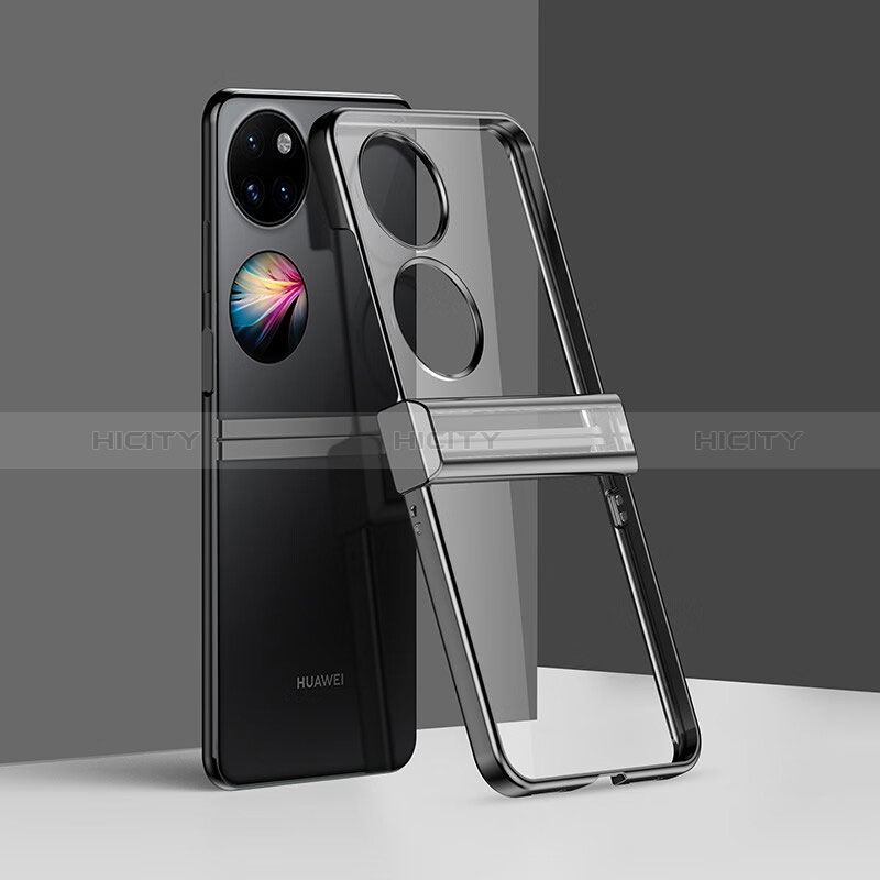 Custodia Crystal Trasparente Rigida Cover BH2 per Huawei P50 Pocket Nero