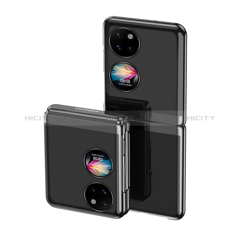 Custodia Crystal Trasparente Rigida Cover QH1 per Huawei P50 Pocket Nero