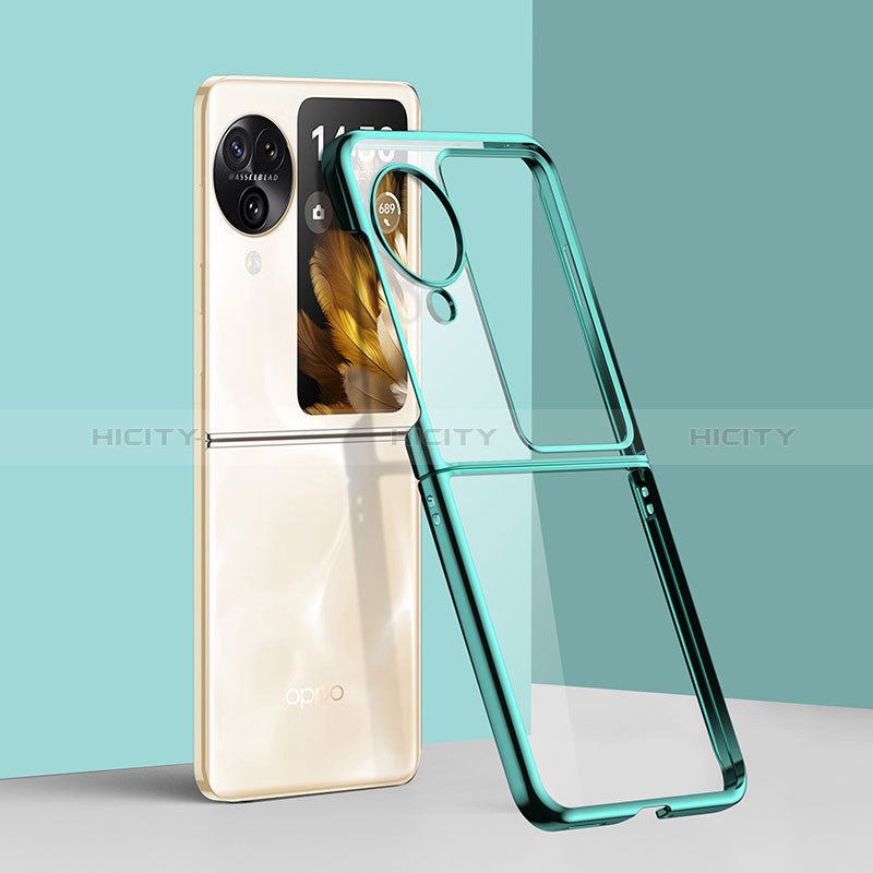 Custodia Crystal Trasparente Rigida Cover QH1 per Oppo Find N3 Flip 5G Verde