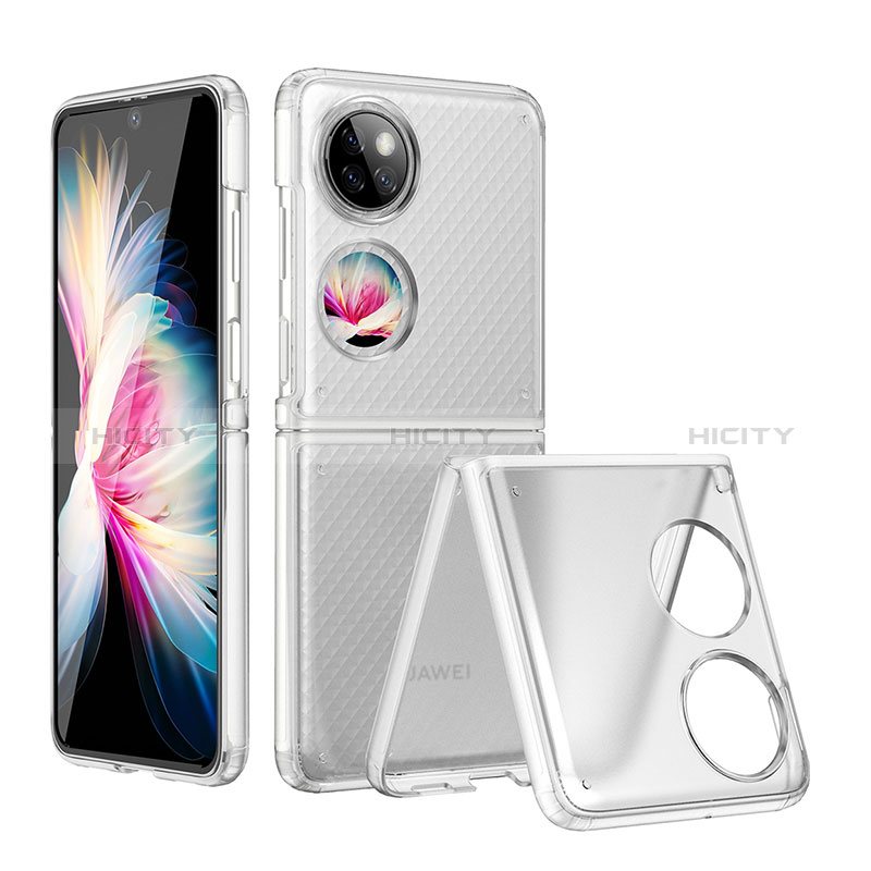 Custodia Crystal Trasparente Rigida Cover QH2 per Huawei P60 Pocket Bianco