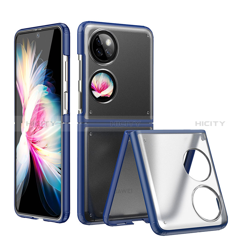 Custodia Crystal Trasparente Rigida Cover QH2 per Huawei Pocket S Blu