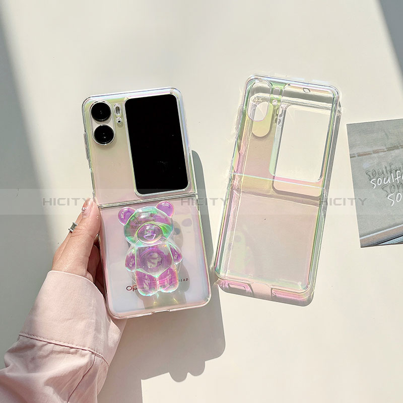 Custodia Crystal Trasparente Rigida Cover T02 per Oppo Find N2 Flip 5G Multicolore