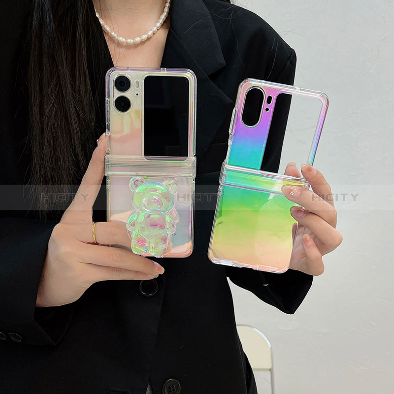 Custodia Crystal Trasparente Rigida Cover T03 per Oppo Find N2 Flip 5G Multicolore