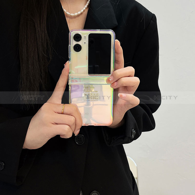 Custodia Crystal Trasparente Rigida Cover T03 per Oppo Find N2 Flip 5G Multicolore
