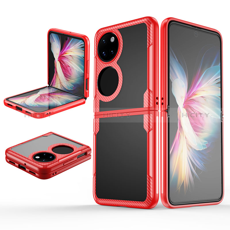 Custodia Crystal Trasparente Rigida Cover Z01L per Huawei P60 Pocket Rosso