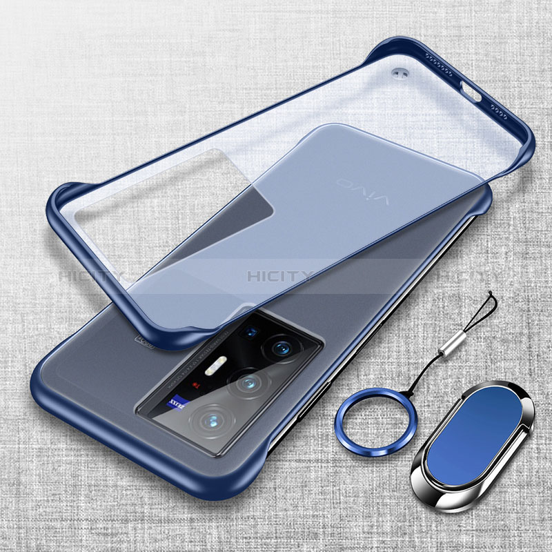 Custodia Crystal Trasparente Rigida Senza Cornice Cover con Magnetico Anello Supporto per Vivo X70 Pro+ Plus 5G