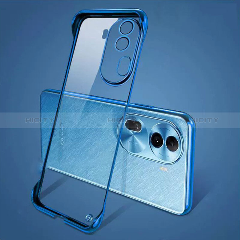 Custodia Crystal Trasparente Rigida Senza Cornice Cover H01 per Oppo Reno11 Pro 5G Blu