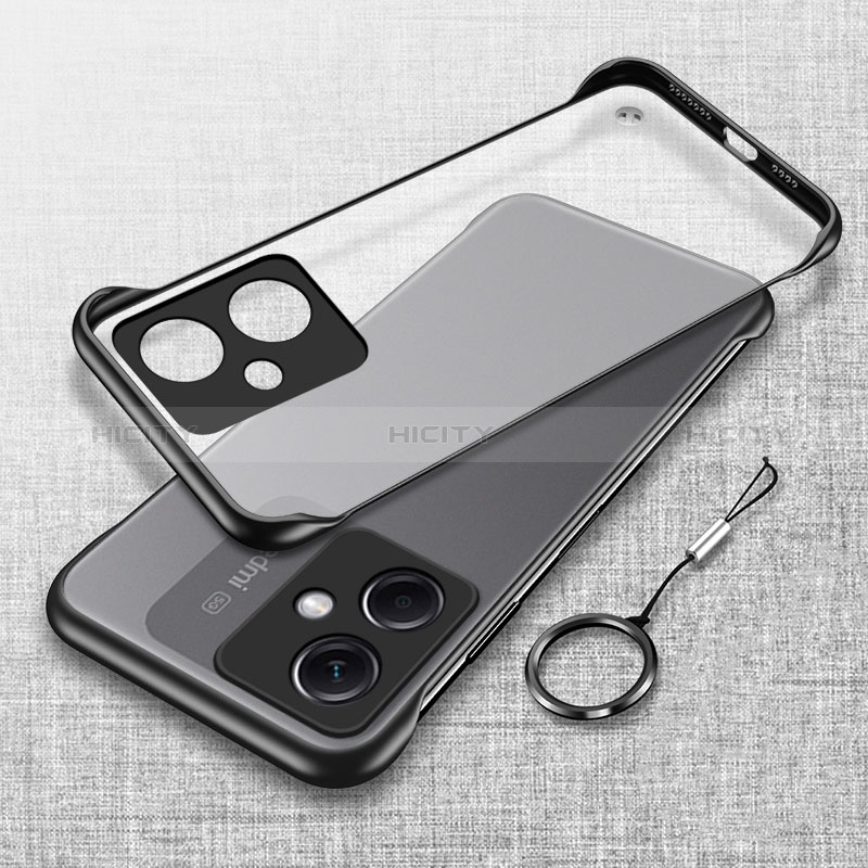 Custodia Crystal Trasparente Rigida Senza Cornice Cover H02 per Xiaomi Redmi Note 12R Pro 5G Nero