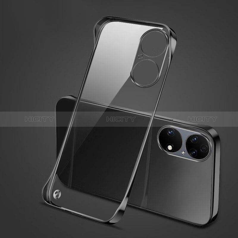 Custodia Crystal Trasparente Rigida Senza Cornice Cover H03 per Huawei P50 Pro Nero