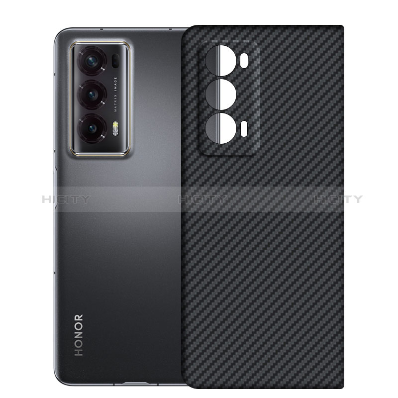 Custodia Fibra di Carbonio Lusso Morbida Spigato Cover per Huawei Honor Magic V2 5G Nero