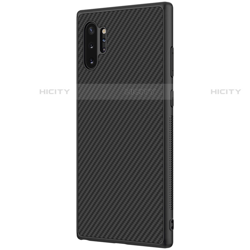 Custodia Fibra di Carbonio Lusso Morbida Spigato Cover per Samsung Galaxy Note 10 Plus Nero