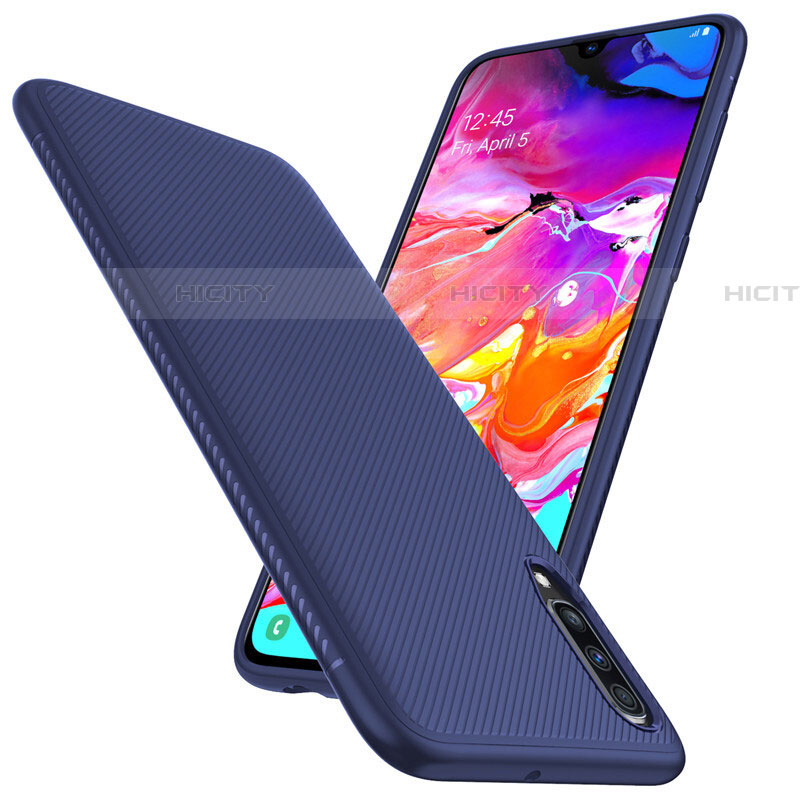 Custodia Fibra di Carbonio Lusso Morbida Spigato Cover T02 per Samsung Galaxy A70S