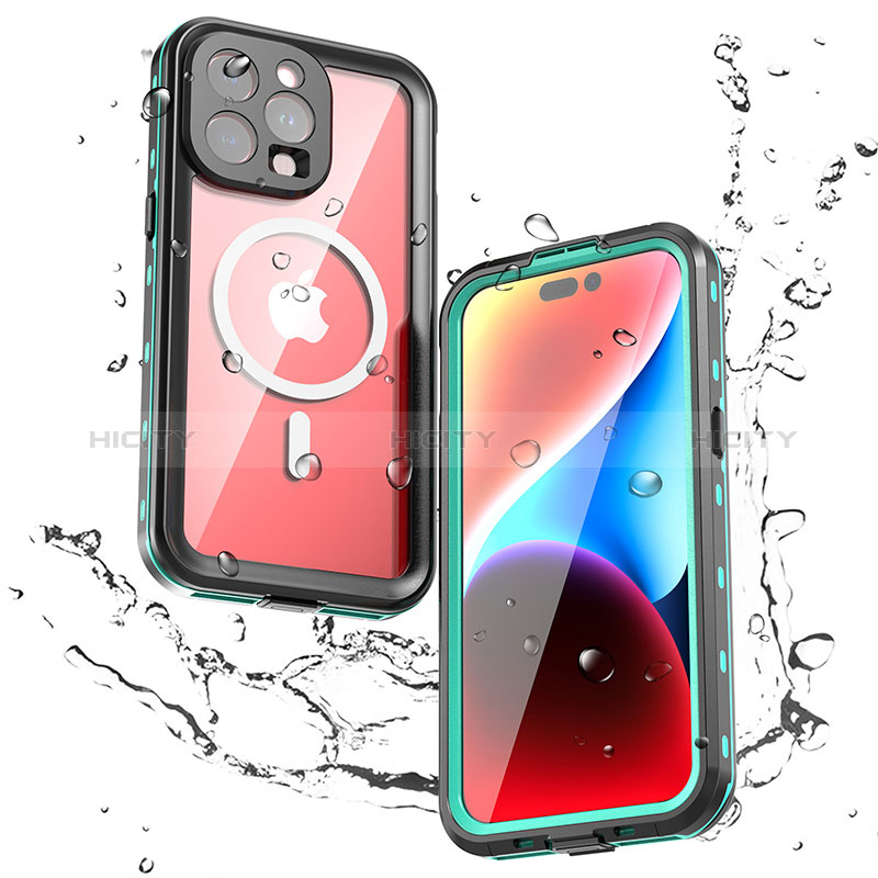 Custodia Impermeabile Silicone e Plastica Opaca Waterproof Cover 360 Gradi con Mag-Safe Magnetic per Apple iPhone 13 Pro Max Verde