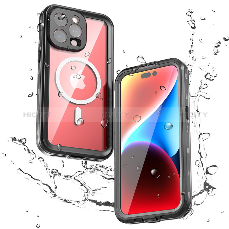 Custodia Impermeabile Silicone e Plastica Opaca Waterproof Cover 360 Gradi con Mag-Safe Magnetic per Apple iPhone 13 Pro Nero