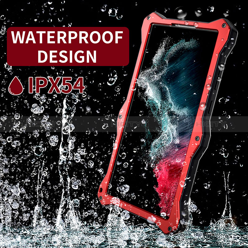 Custodia Impermeabile Silicone e Plastica Opaca Waterproof Cover 360 Gradi con Supporto T01 per Samsung Galaxy S24 Ultra 5G