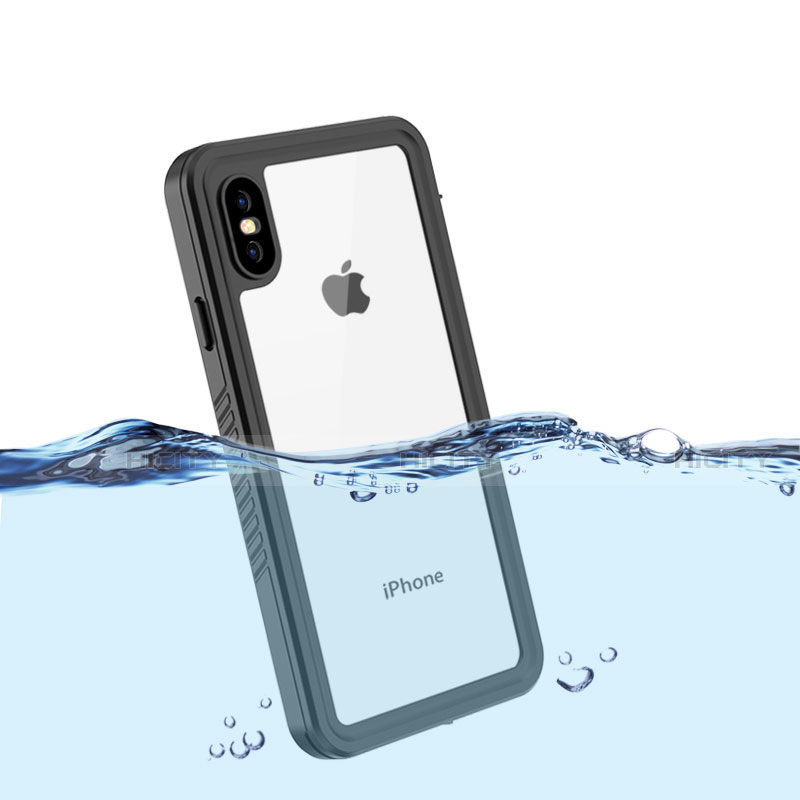 Custodia Impermeabile Silicone e Plastica Opaca Waterproof Cover 360 Gradi per Apple iPhone Xs Nero