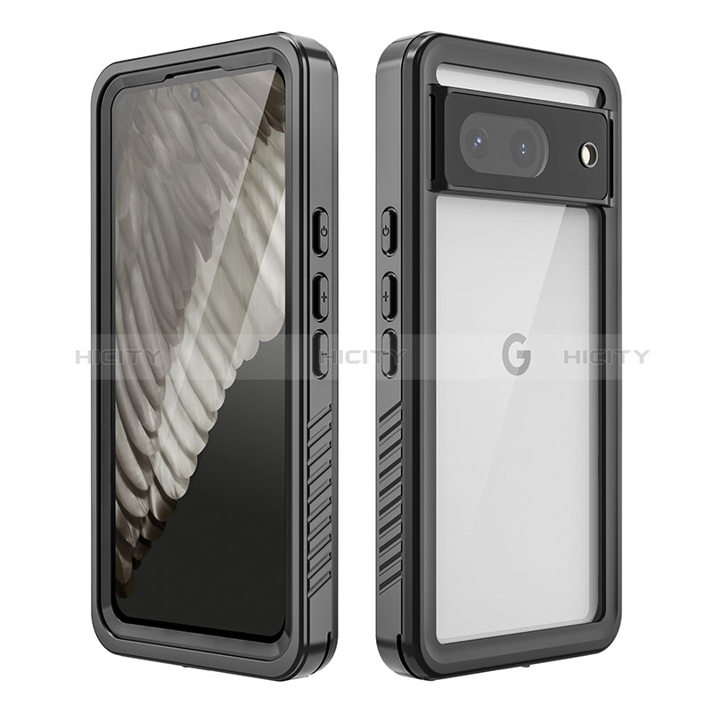 Custodia Impermeabile Silicone e Plastica Opaca Waterproof Cover 360 Gradi per Google Pixel 8 5G Nero