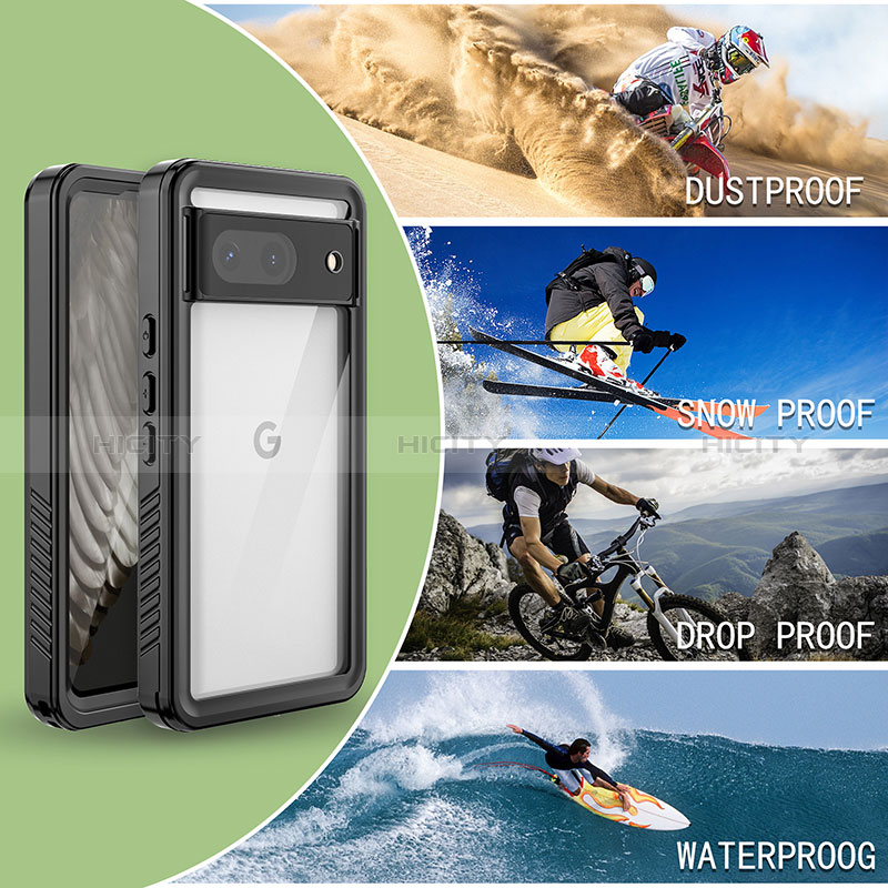 Custodia Impermeabile Silicone e Plastica Opaca Waterproof Cover 360 Gradi per Google Pixel 8 5G Nero