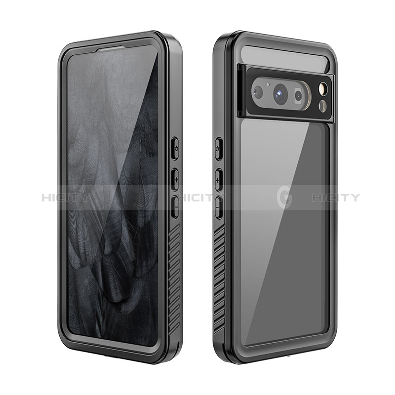 Custodia Impermeabile Silicone e Plastica Opaca Waterproof Cover 360 Gradi per Google Pixel 8 Pro 5G Nero