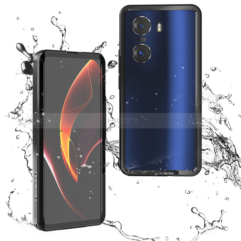 Custodia Impermeabile Silicone e Plastica Opaca Waterproof Cover 360 Gradi per Huawei Honor 60 Pro 5G Nero