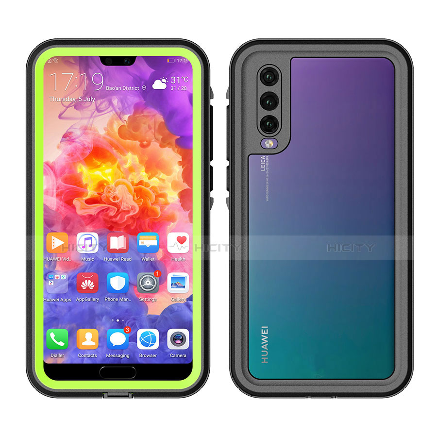 Custodia Impermeabile Silicone e Plastica Opaca Waterproof Cover 360 Gradi per Huawei P20 Pro Verde