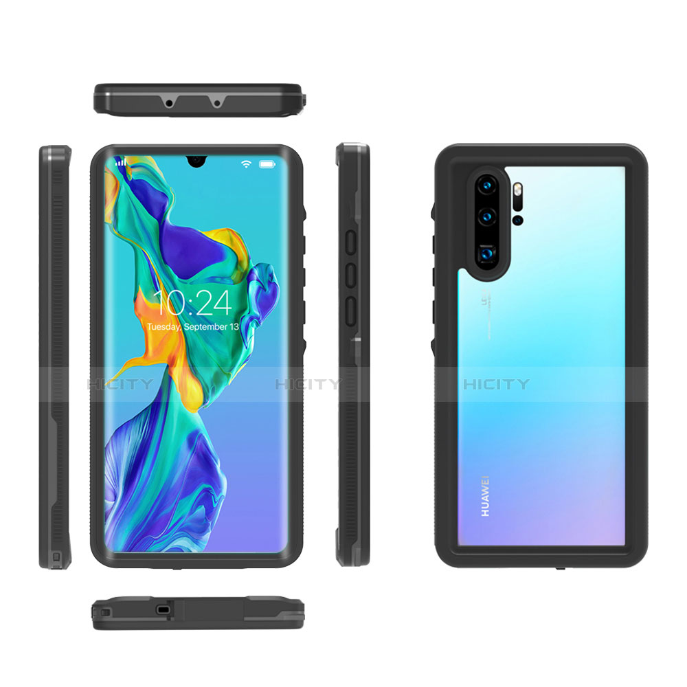 Custodia Impermeabile Silicone e Plastica Opaca Waterproof Cover 360 Gradi per Huawei P30 Pro Nero