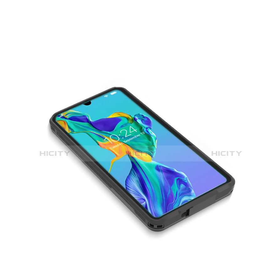 Custodia Impermeabile Silicone e Plastica Opaca Waterproof Cover 360 Gradi per Huawei P30 Pro Nero