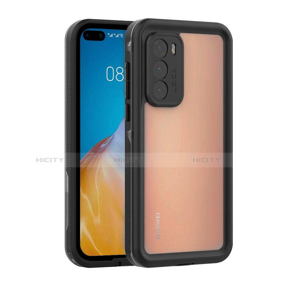 Custodia Impermeabile Silicone e Plastica Opaca Waterproof Cover 360 Gradi per Huawei P40 Nero