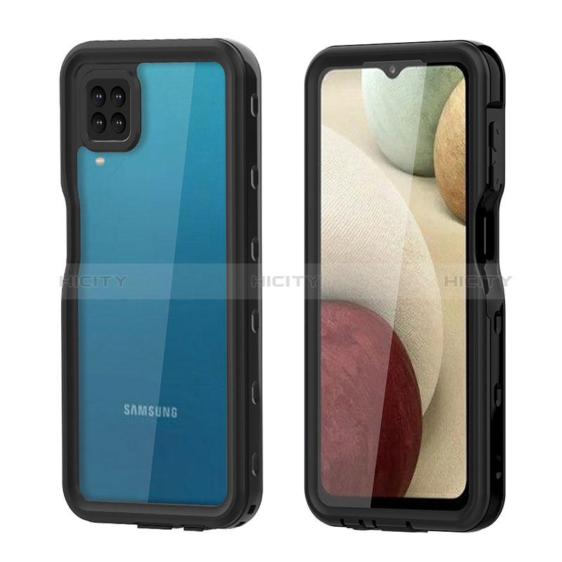 Custodia Impermeabile Silicone e Plastica Opaca Waterproof Cover 360 Gradi per Samsung Galaxy A12 Nacho Nero