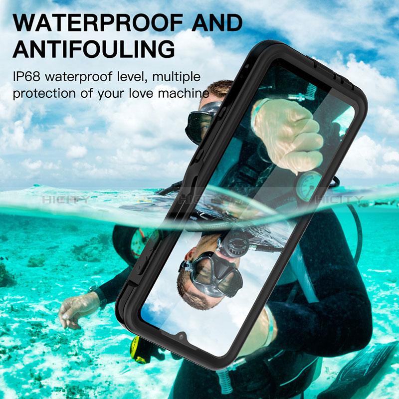 Custodia Impermeabile Silicone e Plastica Opaca Waterproof Cover 360 Gradi per Samsung Galaxy A12 Nacho Nero