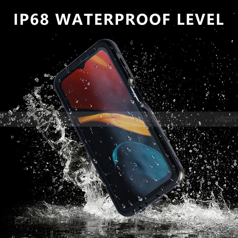 Custodia Impermeabile Silicone e Plastica Opaca Waterproof Cover 360 Gradi per Samsung Galaxy A13 4G Nero