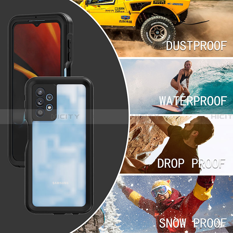 Custodia Impermeabile Silicone e Plastica Opaca Waterproof Cover 360 Gradi per Samsung Galaxy A13 4G Nero