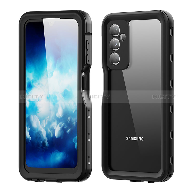 Custodia Impermeabile Silicone e Plastica Opaca Waterproof Cover 360 Gradi per Samsung Galaxy A24 4G Nero