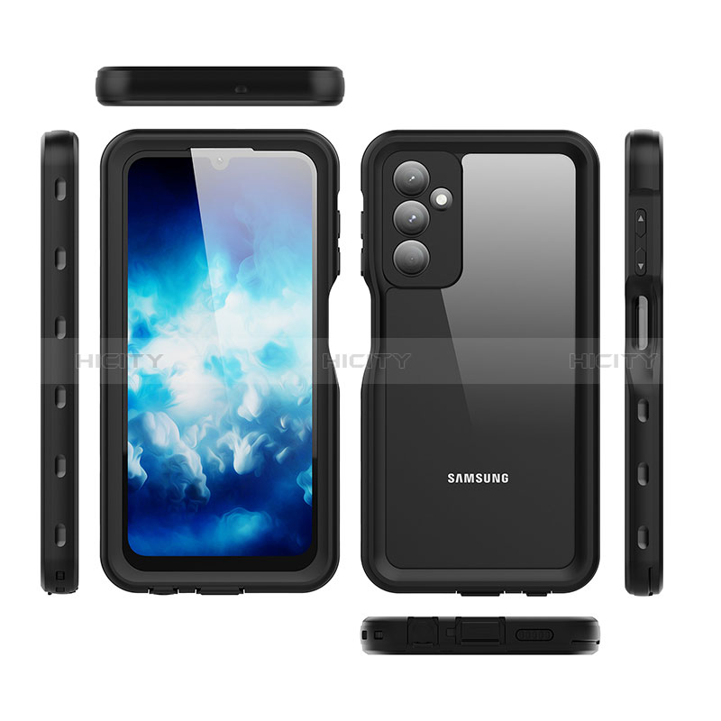 Custodia Impermeabile Silicone e Plastica Opaca Waterproof Cover 360 Gradi per Samsung Galaxy A24 4G Nero