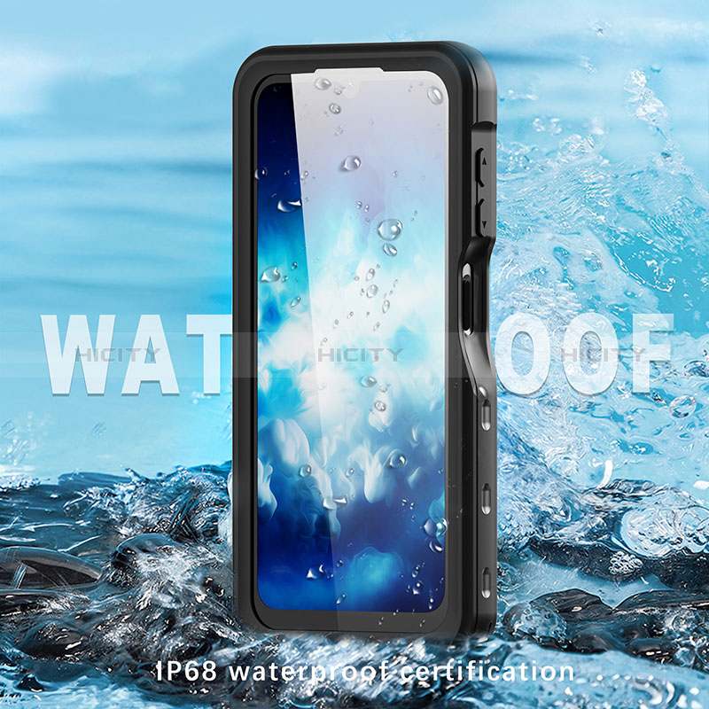 Custodia Impermeabile Silicone e Plastica Opaca Waterproof Cover 360 Gradi per Samsung Galaxy A24 4G Nero