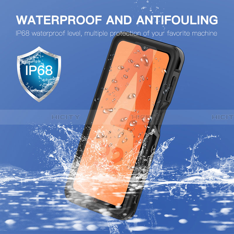 Custodia Impermeabile Silicone e Plastica Opaca Waterproof Cover 360 Gradi per Samsung Galaxy A32 4G Nero