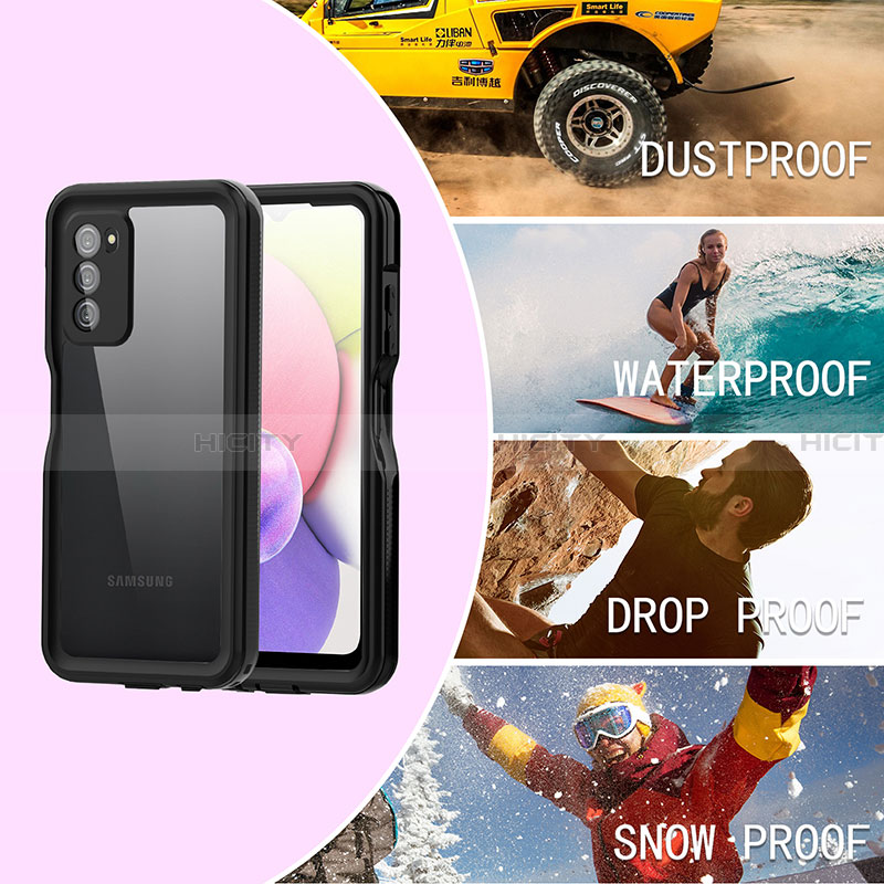 Custodia Impermeabile Silicone e Plastica Opaca Waterproof Cover 360 Gradi per Samsung Galaxy F02S SM-E025F Nero