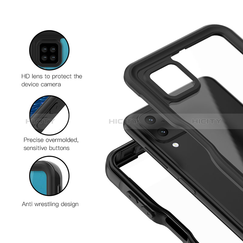 Custodia Impermeabile Silicone e Plastica Opaca Waterproof Cover 360 Gradi per Samsung Galaxy M12 Nero