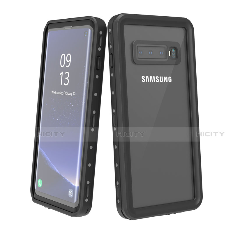 Custodia Impermeabile Silicone e Plastica Opaca Waterproof Cover 360 Gradi per Samsung Galaxy S10 Plus Nero