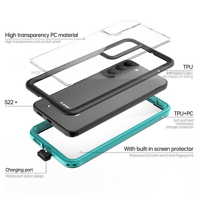 Custodia Impermeabile Silicone e Plastica Opaca Waterproof Cover 360 Gradi per Samsung Galaxy S22 5G