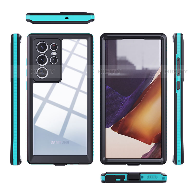 Custodia Impermeabile Silicone e Plastica Opaca Waterproof Cover 360 Gradi per Samsung Galaxy S22 Ultra 5G