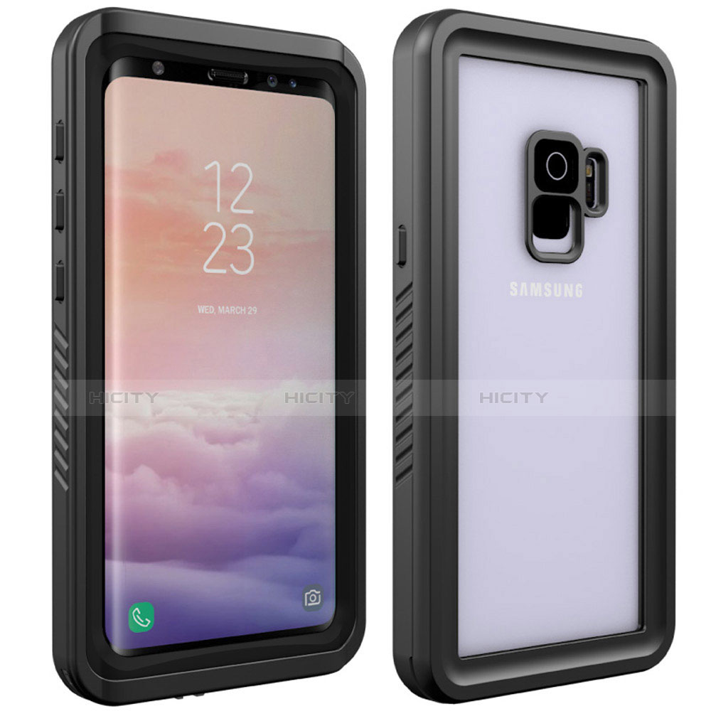 Custodia Impermeabile Silicone e Plastica Opaca Waterproof Cover 360 Gradi per Samsung Galaxy S9 Nero