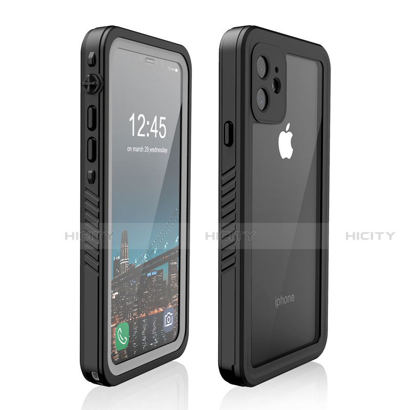 Custodia Impermeabile Silicone e Plastica Opaca Waterproof Cover 360 Gradi W01 per Apple iPhone 11 Nero