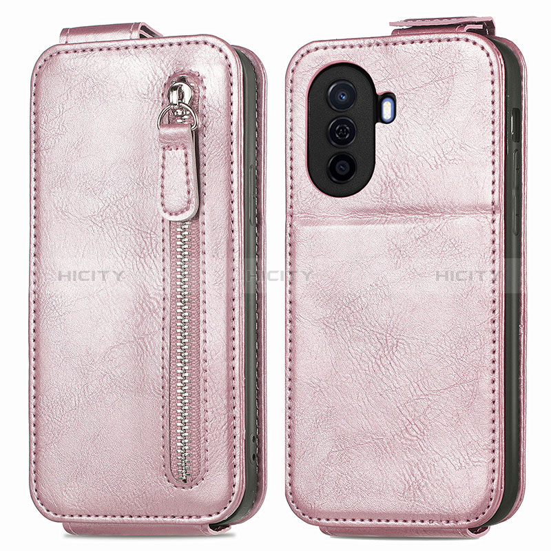 Custodia In Pelle Flip per Huawei Enjoy 50 Oro Rosa