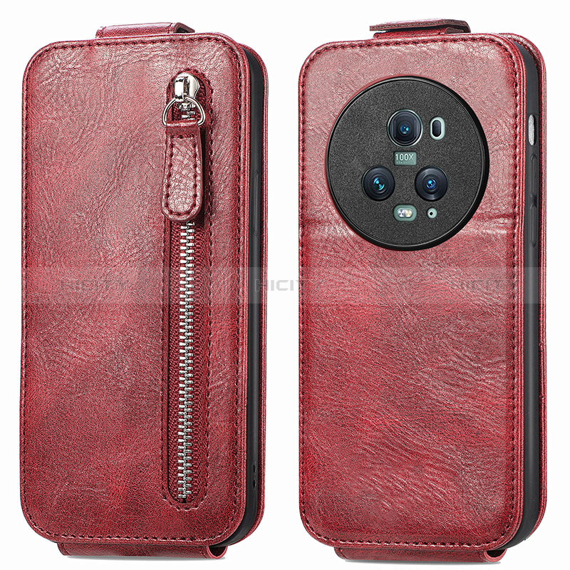 Custodia In Pelle Flip per Huawei Honor Magic5 Pro 5G Rosso