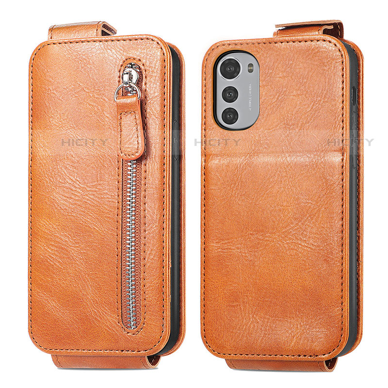 Custodia In Pelle Flip per Motorola Moto E32s Marrone