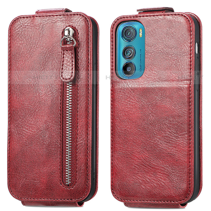 Custodia In Pelle Flip per Motorola Moto Edge 30 5G Rosso