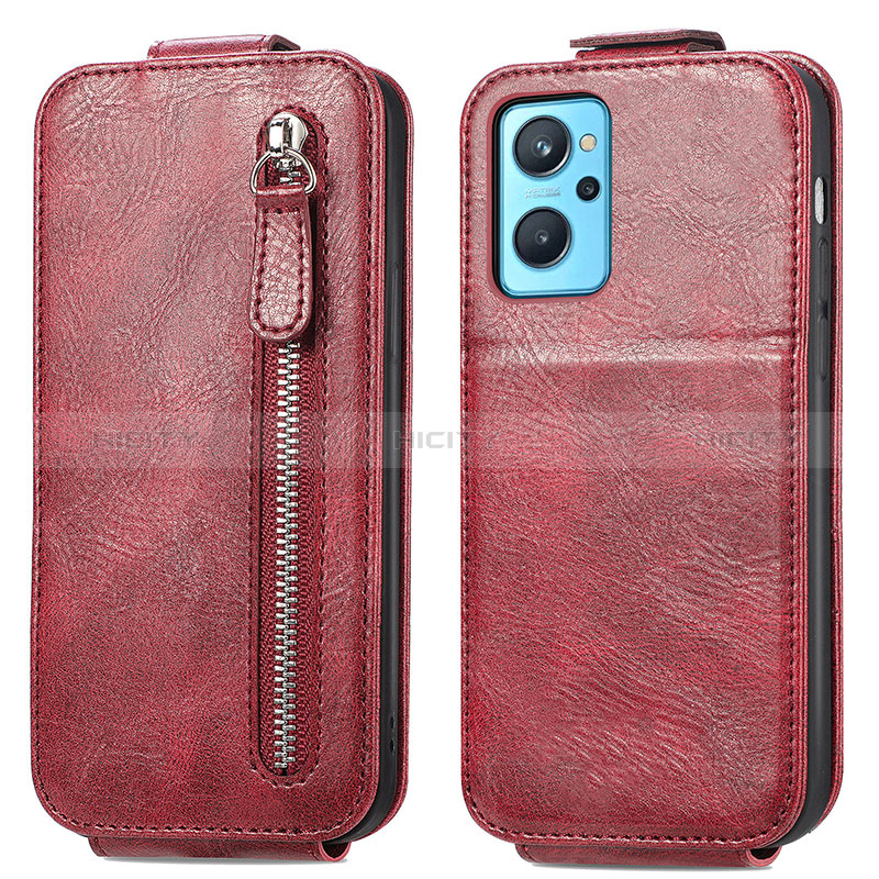 Custodia In Pelle Flip per Oppo A96 4G Rosso