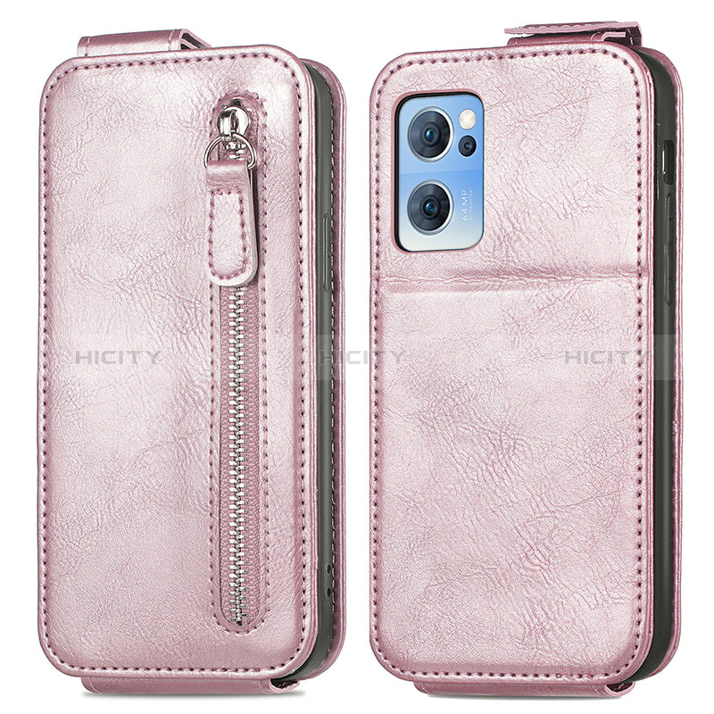 Custodia In Pelle Flip per Oppo Find X5 Lite 5G Oro Rosa