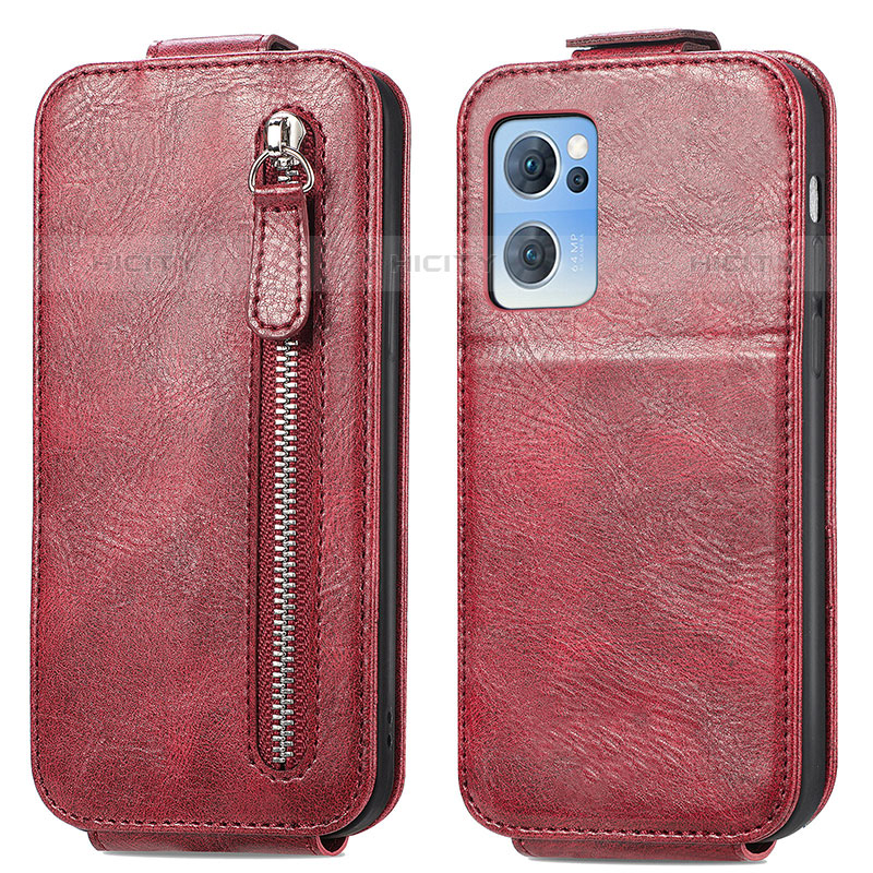 Custodia In Pelle Flip per Oppo Reno7 5G Rosso